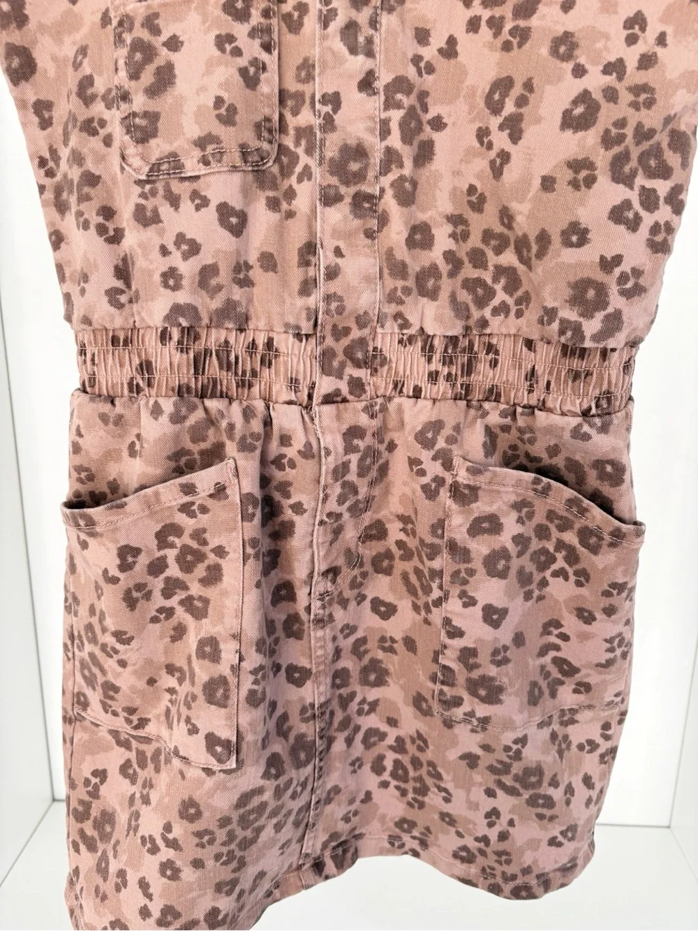 OshKosh B'gosh Girls Brown Leopard Print Short Sleeve Dress
